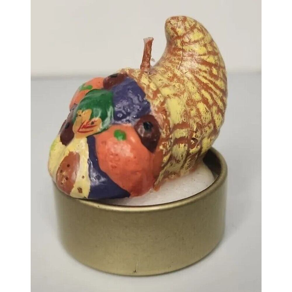 Vintage Cornucopia Thanksgiving Tealight Candle 2" SKU H86